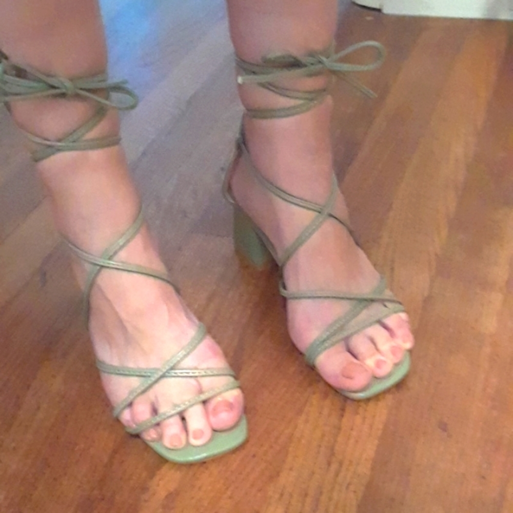 Sage green heels with Ties